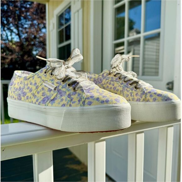 LoveShackFancy Superga FanCot Bindings Purple Floral Platform Sneakers 10.5 - Picture 11 of 16